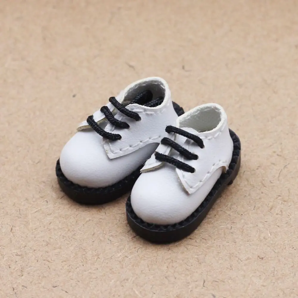 1Pair Mini Clothes PU Leather 1/12 Bjd Shoes Round Toe Shoes PU Leather Shoes 1 Pair Mini BJD PU Shoes 1/12 BJD