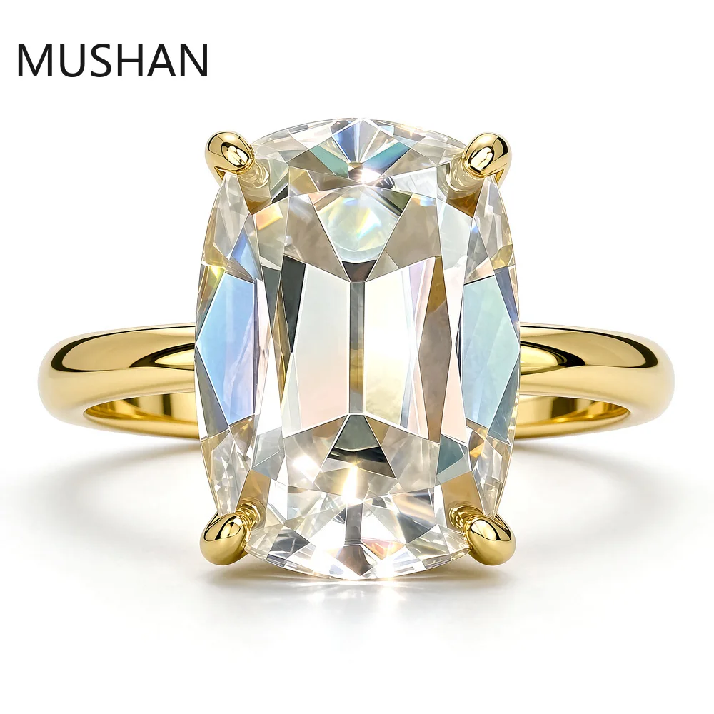 MUSHAN D Color 10 Carat Old European Cut Moissanite Diamond Rings 925 Sterling Silver Wedding Ring Band for Women Fine Jewelry