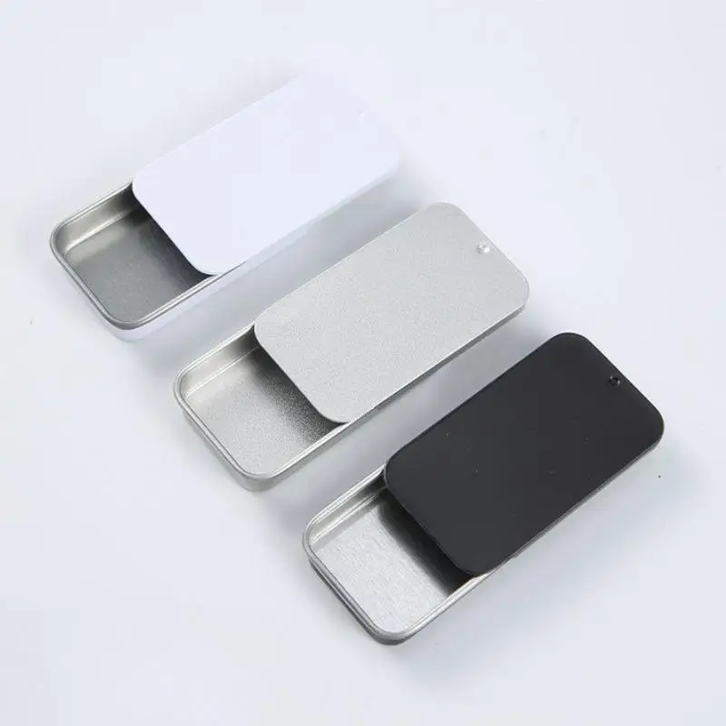 1Pcs Push Tin Plate Mini Metal Storage Box Travel Small Finishing Box Dust-proof Rectangular Candy Packaging Iron Box Pill Cases