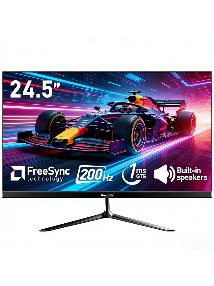Gawfolk 24,5 inch computerschermen en -displays 200Hz FHD, frameloos pc-scherm met HDMI, compatibel met wandmontage - afbeelding 2