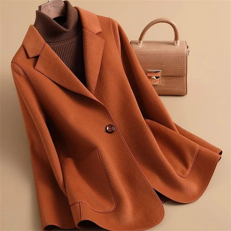 2024 Spring Autumn Wear Women's New Double sided Velvet Short Style Young Suit Wool Coat Female Versatile Casual Slimming Coat