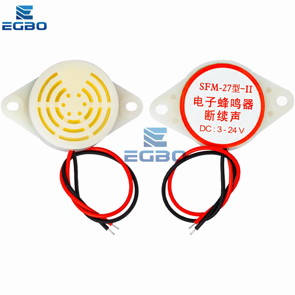 95DB 높은 데시벨 3-24V 12V 전자 부저 경고음 알람 Arduino SFM-27 용 간헐적 연속 경고음