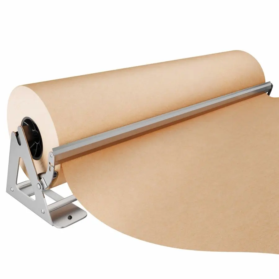 

36 Inch Paper Roll Dispenser and Cutter HeavyDuty Wall Mountable, Non Slip Tabletop Kraft, Freezer, Butcher Paper Up to 1000ft R