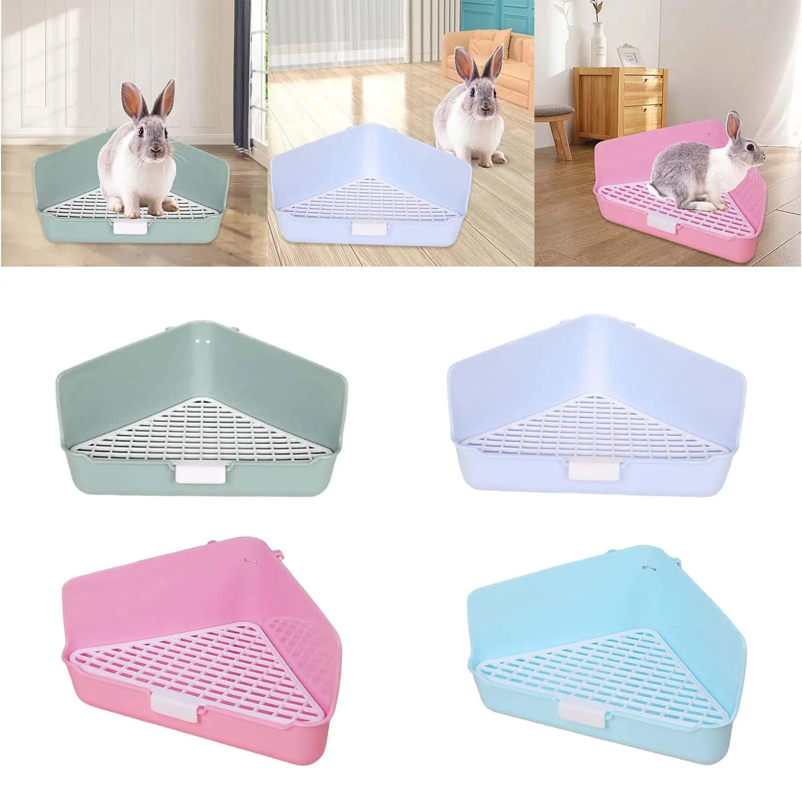 Bedding Box Easy to Clean Indoor with Snap Fastener Pet Pan Potty Corner Toilet for Guinea Pigs Ferret Chinchilla Hamster