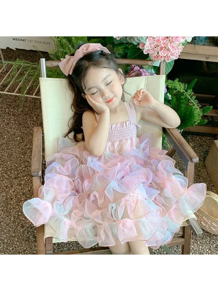 Vestido de verano para niñas, falda de tul, estilo Ziyang, vestido de pastel, vestido de princesa para niños, nuevo, 2024