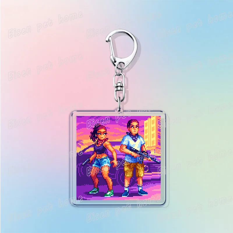 Klassische Vice City Schlüsselanhänger für Accessoires Taschenanhänger San Andreas PC-Spiele Liebhaber Schlüsselring Schmuck Fans Geschenke
