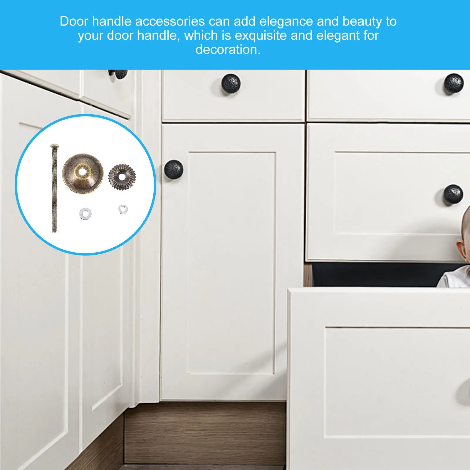 20Sets Delicate Ceramic Drawer Knob Accessories High Quality Screw Rods Washers Easy Install for Wardrobe Cupboard Cabinet