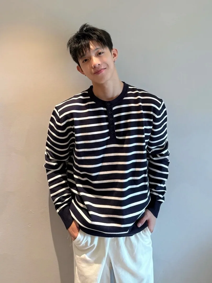 Pull tricoté à rayures pour hommes, coupe cintrée, Long, rond, respirant, confortable, fin, vêtements décontractés, printemps automne