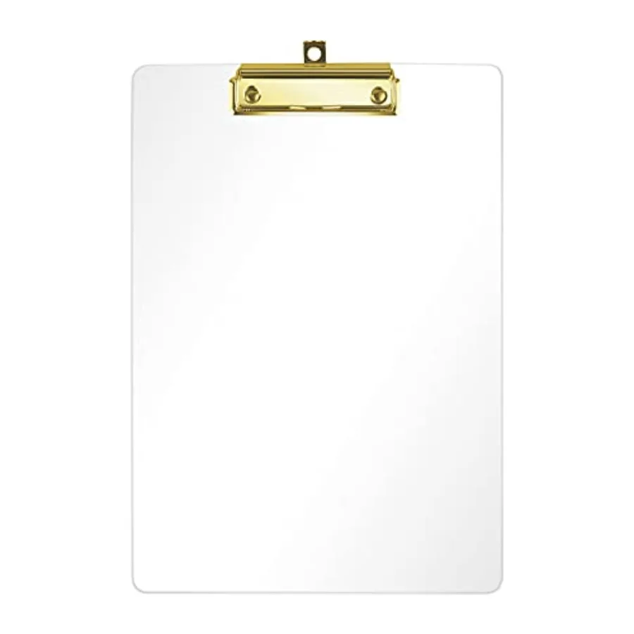 

Thick Acrylic Clear Clipboards Cute Transparent Clipboard with Gold Strong Clip Hidden Hanging Hole for A4 Paper, Art Student,