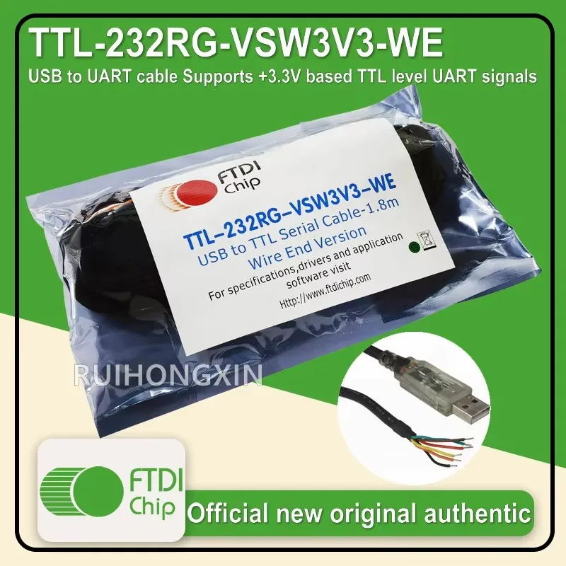 TTL-232RG-VSW3V3-WE FTDIchip data cable USB to UART cable Supports +3.3V based TTL level UART signals