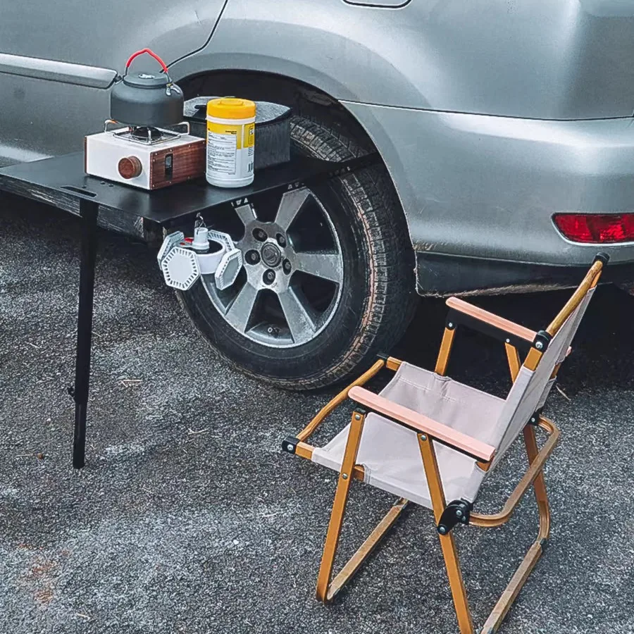 Tire table camping, foldable storage portable outdoor Internet celebrity blackened flat table