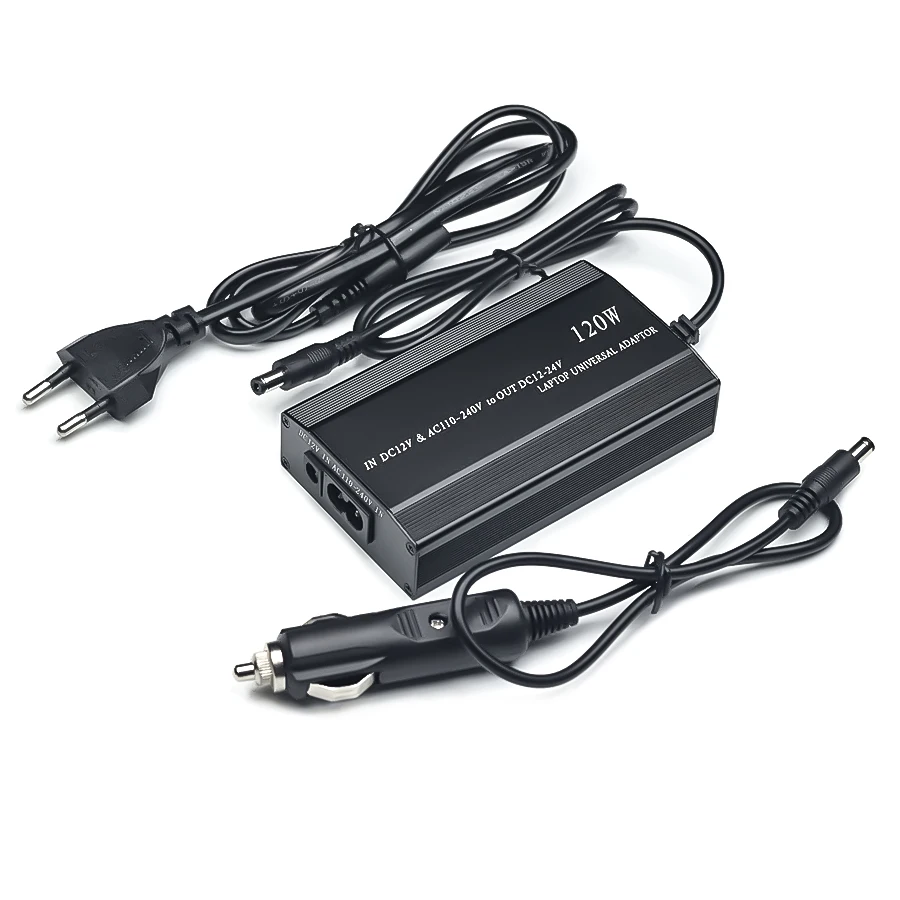 Multifunctiona Laptop Power Supply Car Charger Adapter Computer Adaptor 120W Adjustable Voltage for HP ASUS LENOVO ACER IBM