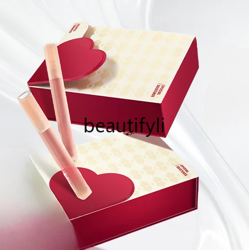 Heart gift box set, water mist lip dew lip glaze lipstick, gift for friends