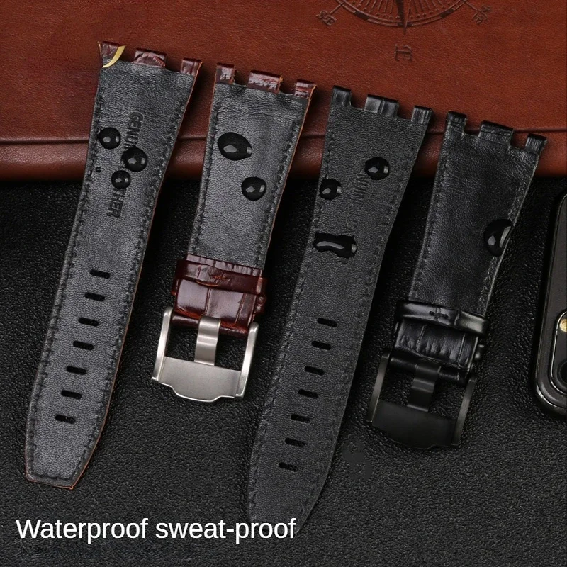 Genuine Leather Watch Band for Aibiap Royal Oak Offshore Strap Jf15710/15703/26405 Waterproof Sweatproof Watch Strap 28mm