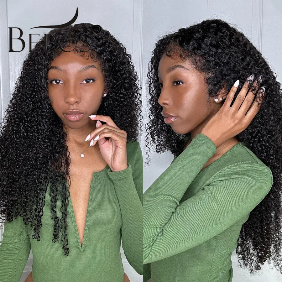 BEEOS Curly Baby Hair Wig 13x6 HD Lace Frontal Human Hair Wigs Preplucked 5x5 HD Lace Closure Wig For Women Water Wave Brazilian