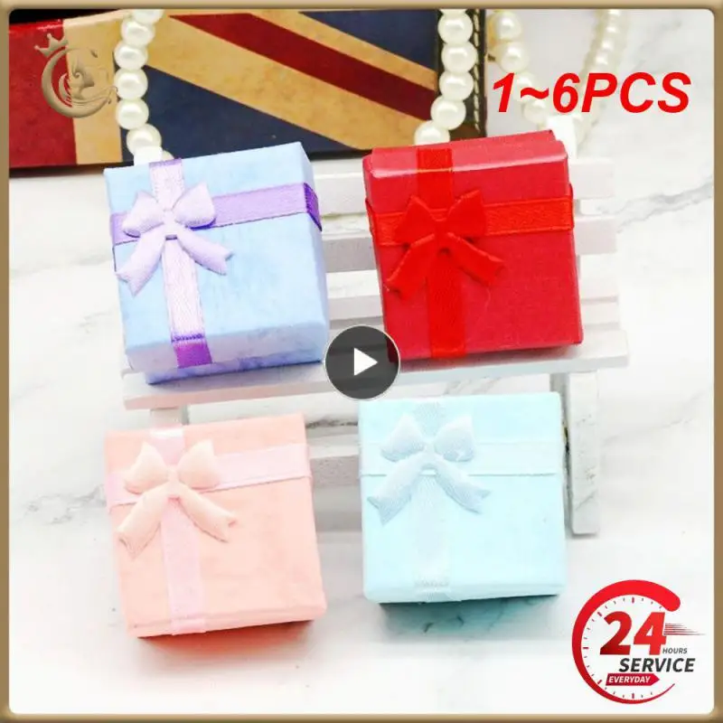 1~6PCS Stars of Tomorrow Exquisite Paper Jewelry Box, Ring Box, Bow Knot, Cross Strap Box, Ring Earrings, Universal 4*4*3cm