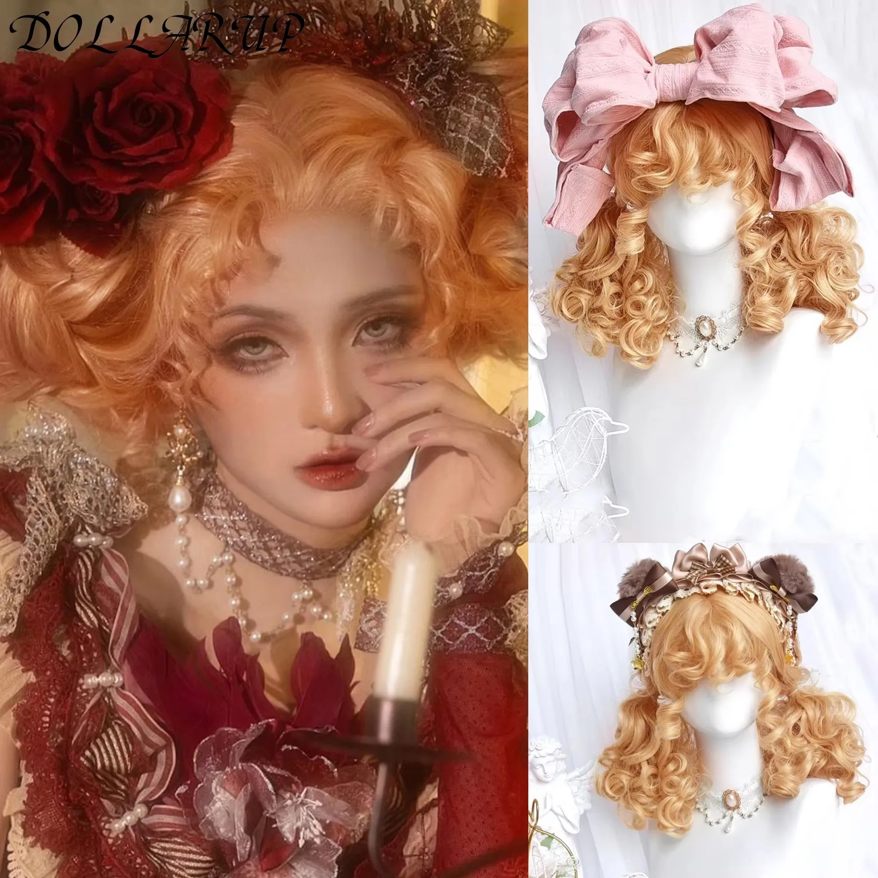 

JKL Natural Blonde Yellow Long Wavy Synthetic Hair Wigs with Bangs Women Body Wave Afro Lolita Cosplay Female Wigs Cosplay