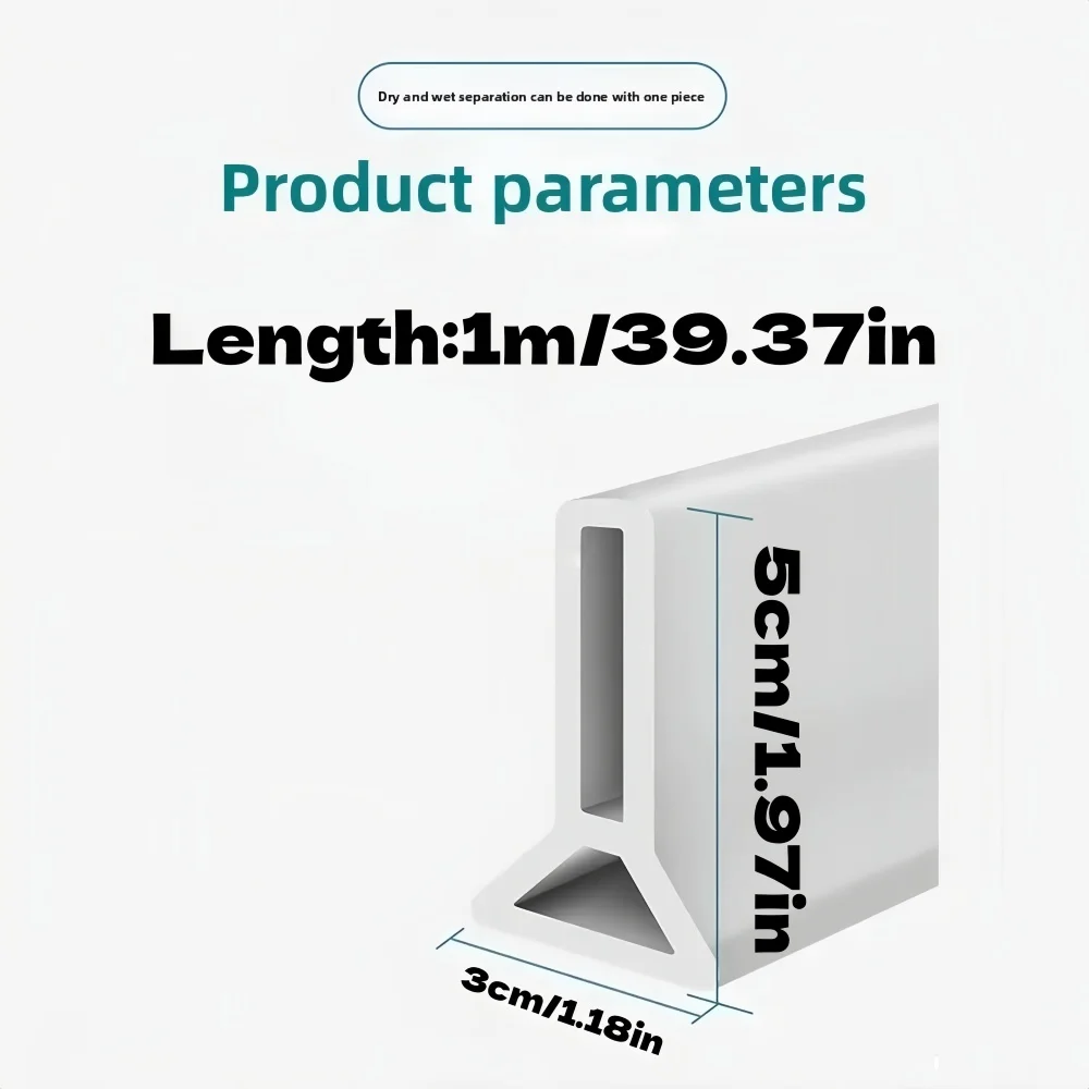 1PC Water Retaining Strip Bendable Self-Adhesive Shower Threshold Water Dam Collapsible Flexible Seal Strip Bathroom