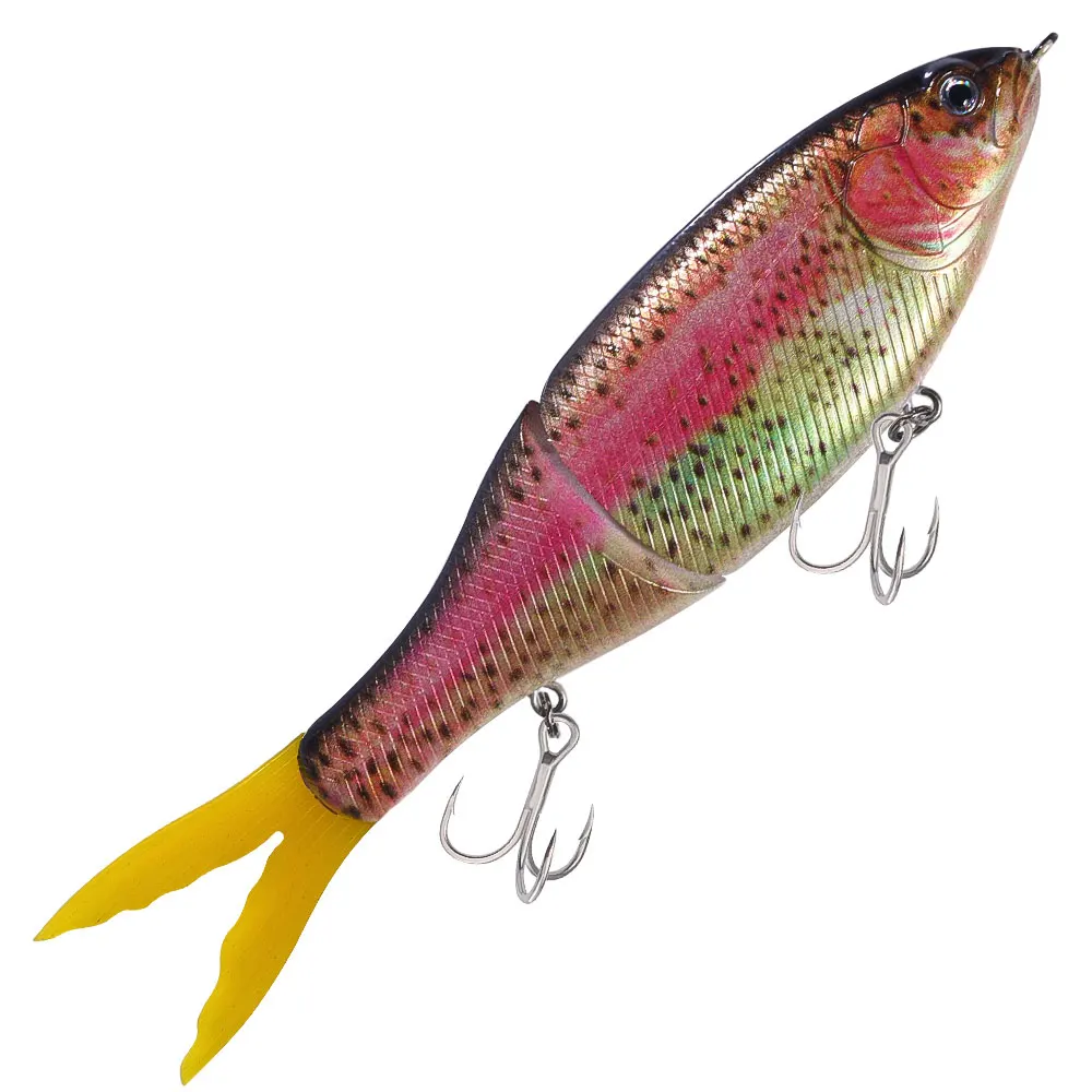 Isca Artificial Grande de Afundamento Lento, Tipo Glide Bait, Multi-segmentada, Rígida, com Ação de Nado Realista, para Pesca de Lúcio
