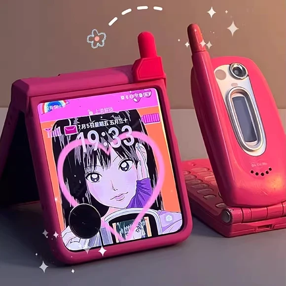 Korean Cute Mobile Phone Model Case For Samsung Galaxy Z Flip 7 Flip 6/5 Lovely Girl Cover For Motorola Razr 60 Razr 50 40 Ultra - náhled 3