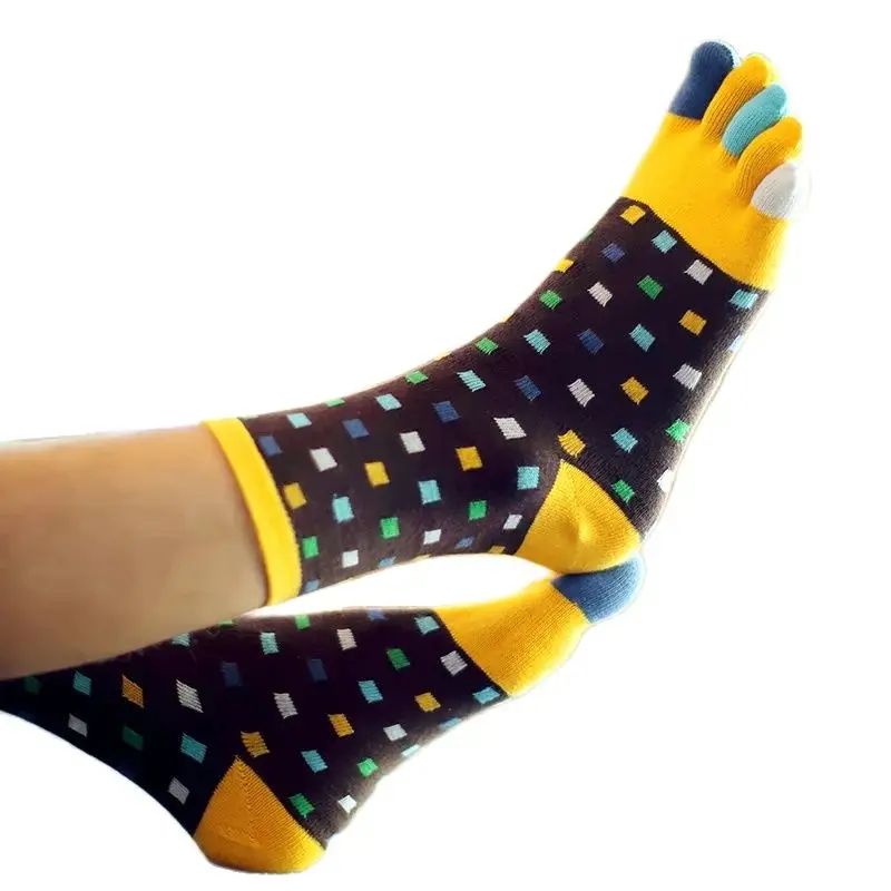 3 Pairs Five Finger Socks Cotton Men Toe Socks Colorful Crew Tube Sandal Socks For Male