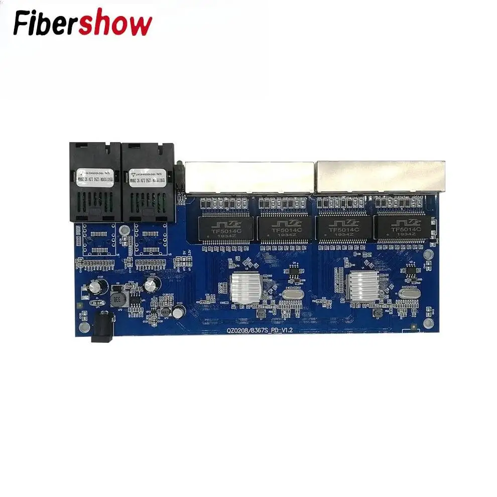 Poe reverso 10/100/1000m 2sc 8 rj45 20km gigabit ethernet switch 2f8e conversor de mídia de fibra óptica placa de porta utp pcba