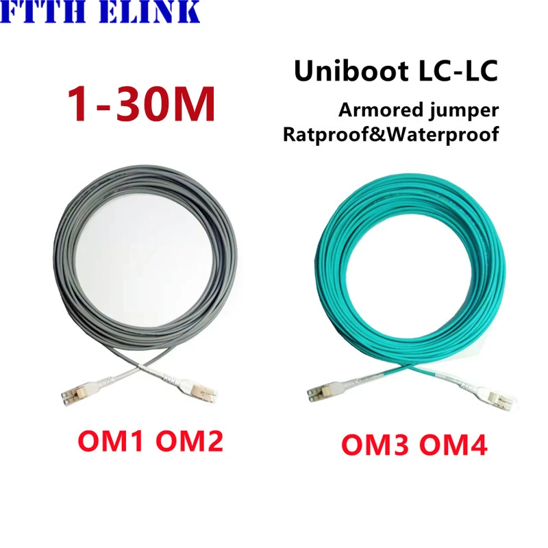 1m3m5m10m15m20m30m 2 cores Armored patch cord LC-LC Uniboot OM1OM2OM3OM4 2 fibers optical fibre jumper 2C Outdoor Multimode