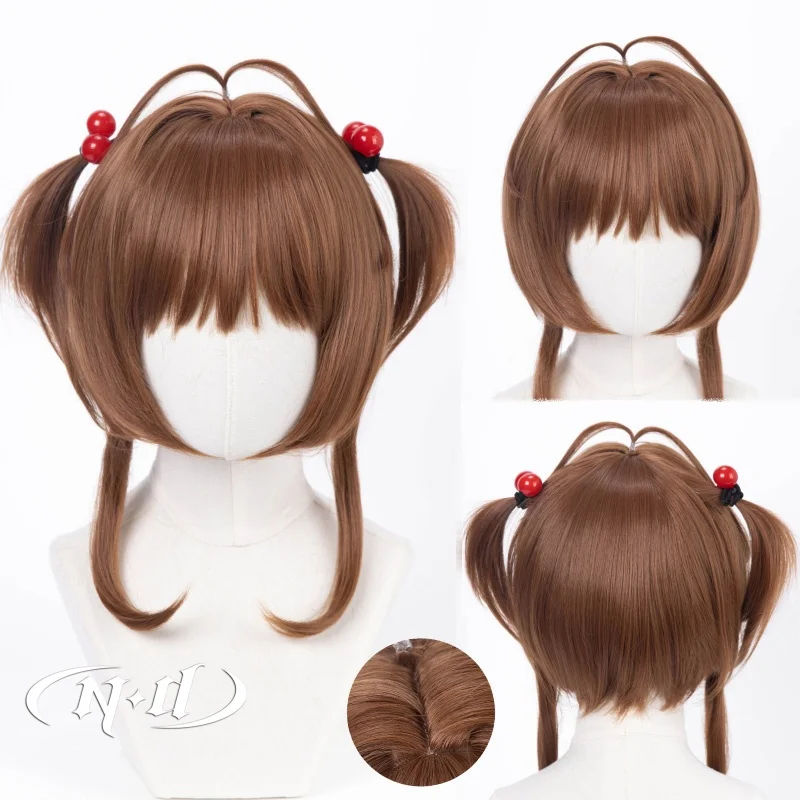 

ND Sakura Kinomoto Косплей Парики Cardcaptor Sakura Косплей Чай Коричневые волосы Парики для Comic Con Coser Костюм Тематическая вечеринка Синтетические