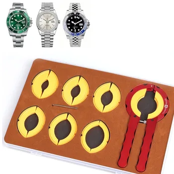 Removedor de moldura de relógio profissional, ferramenta abridor de anel de moldura de relógio de liga adequada para relógio rolex, conjunto de remoção de anel externo rotativo
