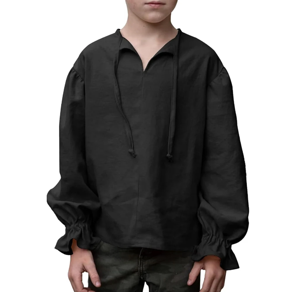 Medieval Pirate Costume Boy Shirt Medievals Renaissance Ruffled Long Sleeve Halloween Scottish Tops