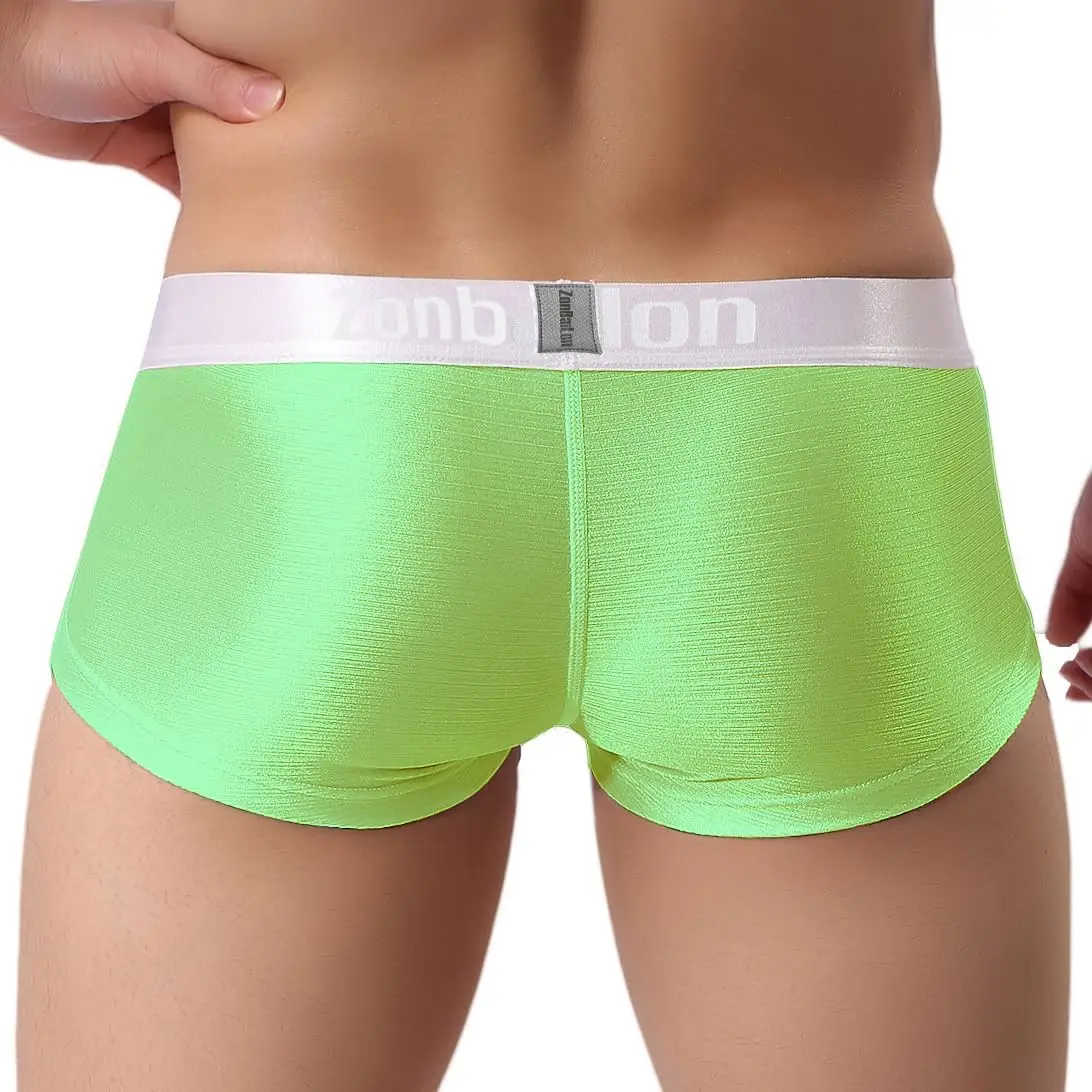 ZONBAILON Men's Sexy Underwear Bulge Pouch Ice Silk Underpants Low Rise Trunks Short Leg Boxer Briefs Pack