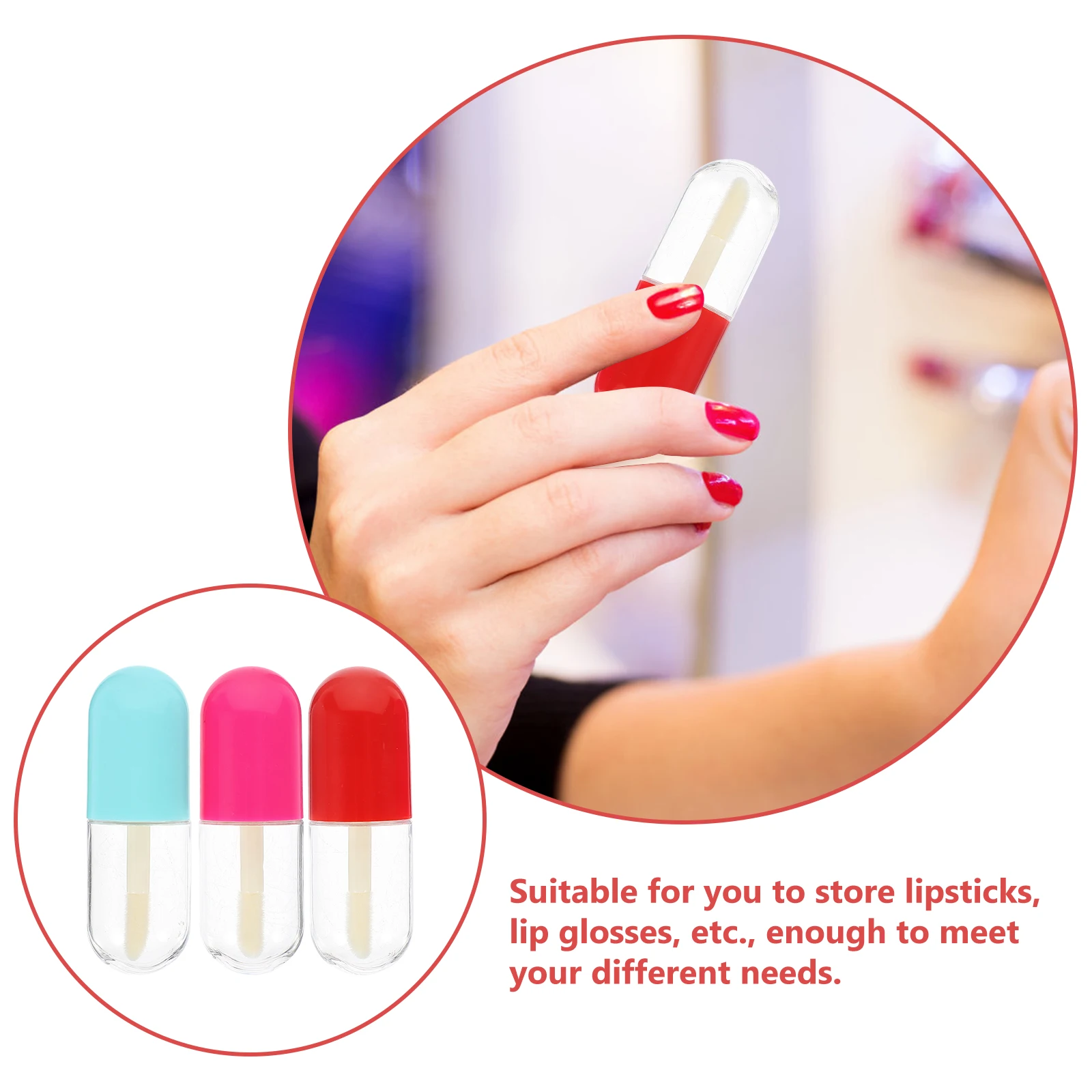 9 pcs Lip Gloss Tubes Empty Transparent Bottles Refillable Storage for Lipstick Lip Balm Travel Portable Lightweight