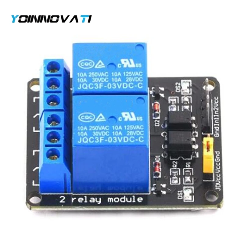 YT 1pcs 5V 12V 24V 2 Channel Relay Module High and low Level Trigger Dual Optocoupler Isolation Relay Module