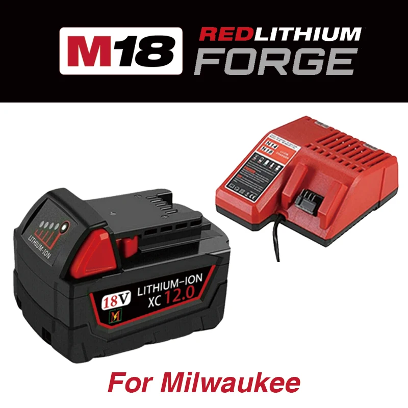 

For Milwaukee M18 Tools,18V 12Ah Battery, Compatible with M18B5/XC/BR (48-11-1815/1850), High Output, Fast Charge,21700 Cells
