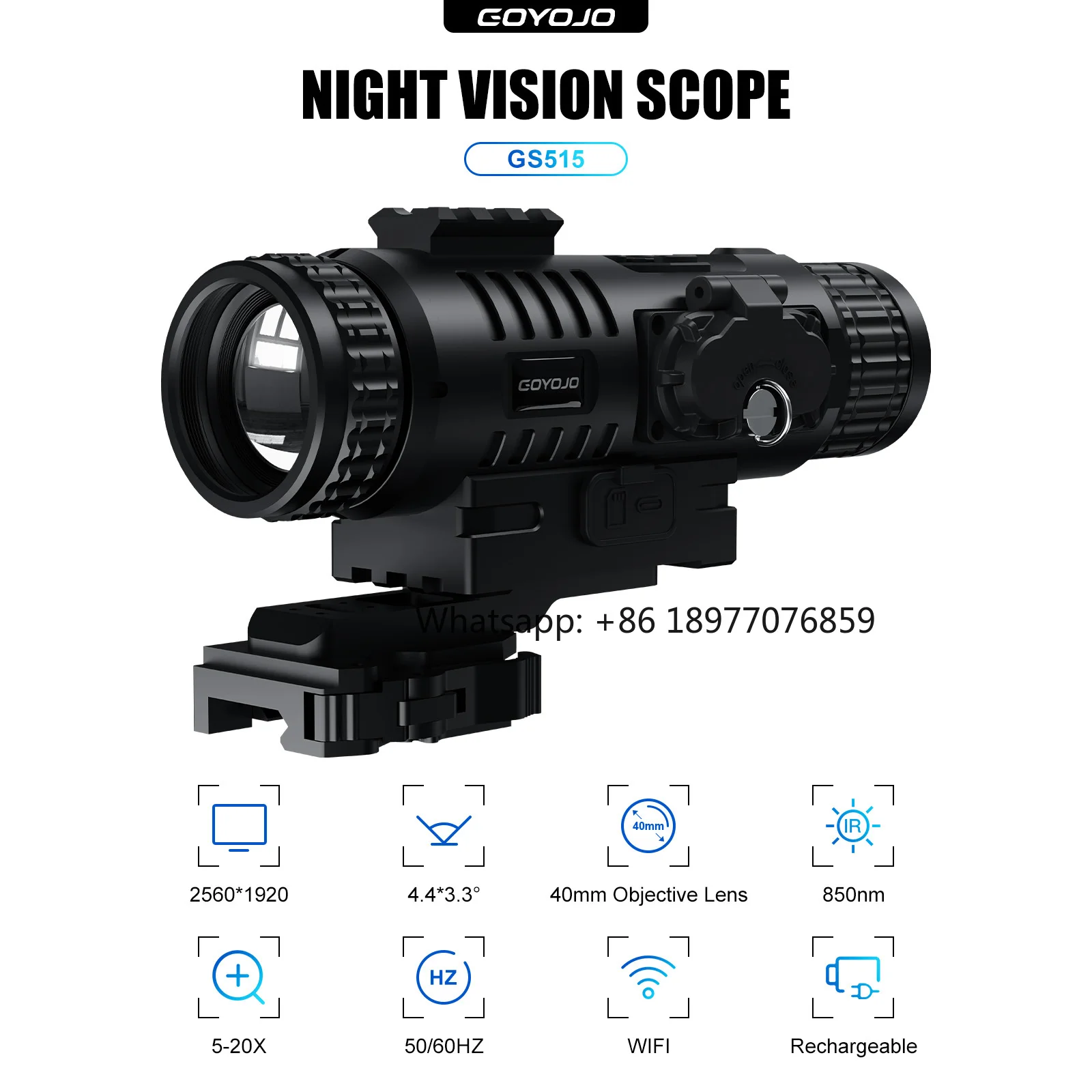 Digital Night Vision Monocular 5X 20X HD Zoom 2560X1920 High Resolution Low Light Imaging Device For Outdoor Observation