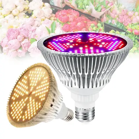 LED 성장 램프 조명, 실내 수경재배 식물, E27 전구, 전체 스펙트럼 85-265V, 85-265V, 레드, 블루, 웜 화이트