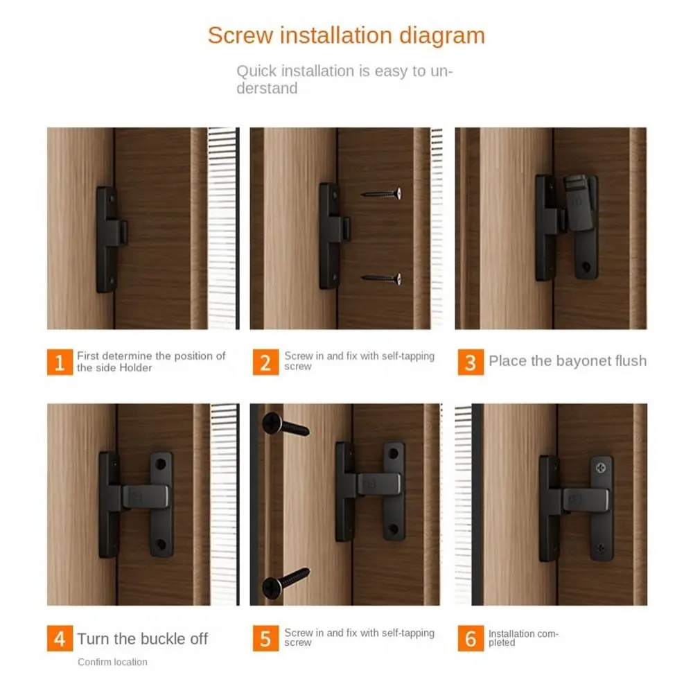 New Zinc Alloy Luminous Door Buckle Hardware 90°/180° Sliding Door Lock No Punching Furniture Positioning Latch Door