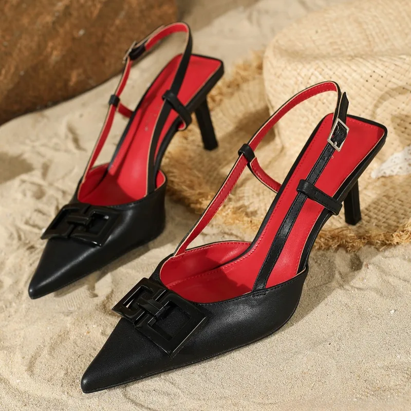 

Luxury Patent Leather Heeled Sandals Women 2026 Sexy Slingbacks Pointed Toe Pumps High Quality Comfortable Office High Heels
