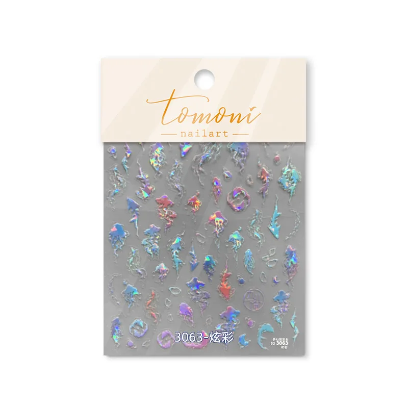 5D Sparkling Jellyfish Fish Nail Stickers High Quality Exquisite Colorful Summer Sea Life Slider Nail Art Decorative Stickers