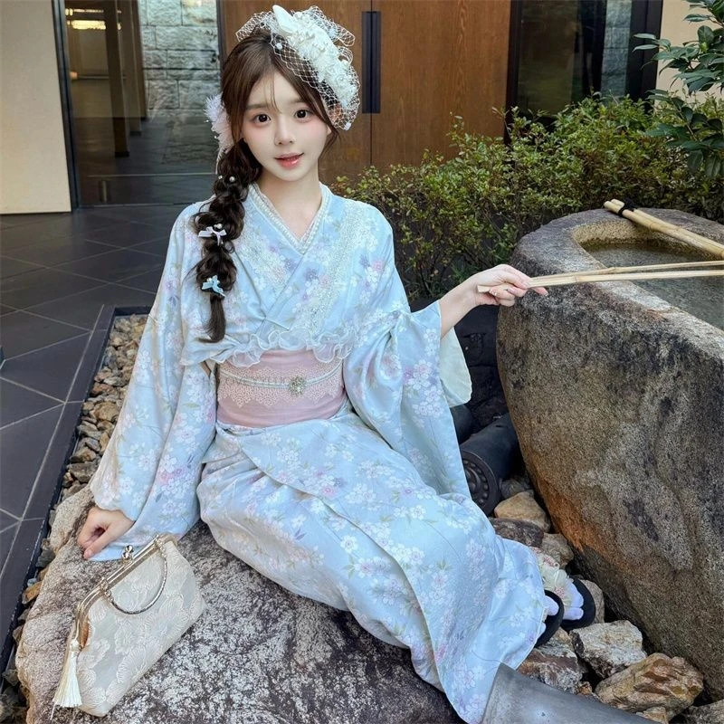 Spring New Style  Girl Modified Kimono Japanese Yukata Traditional Japanese Style Dress Photography Costume Sweet Travel Wear