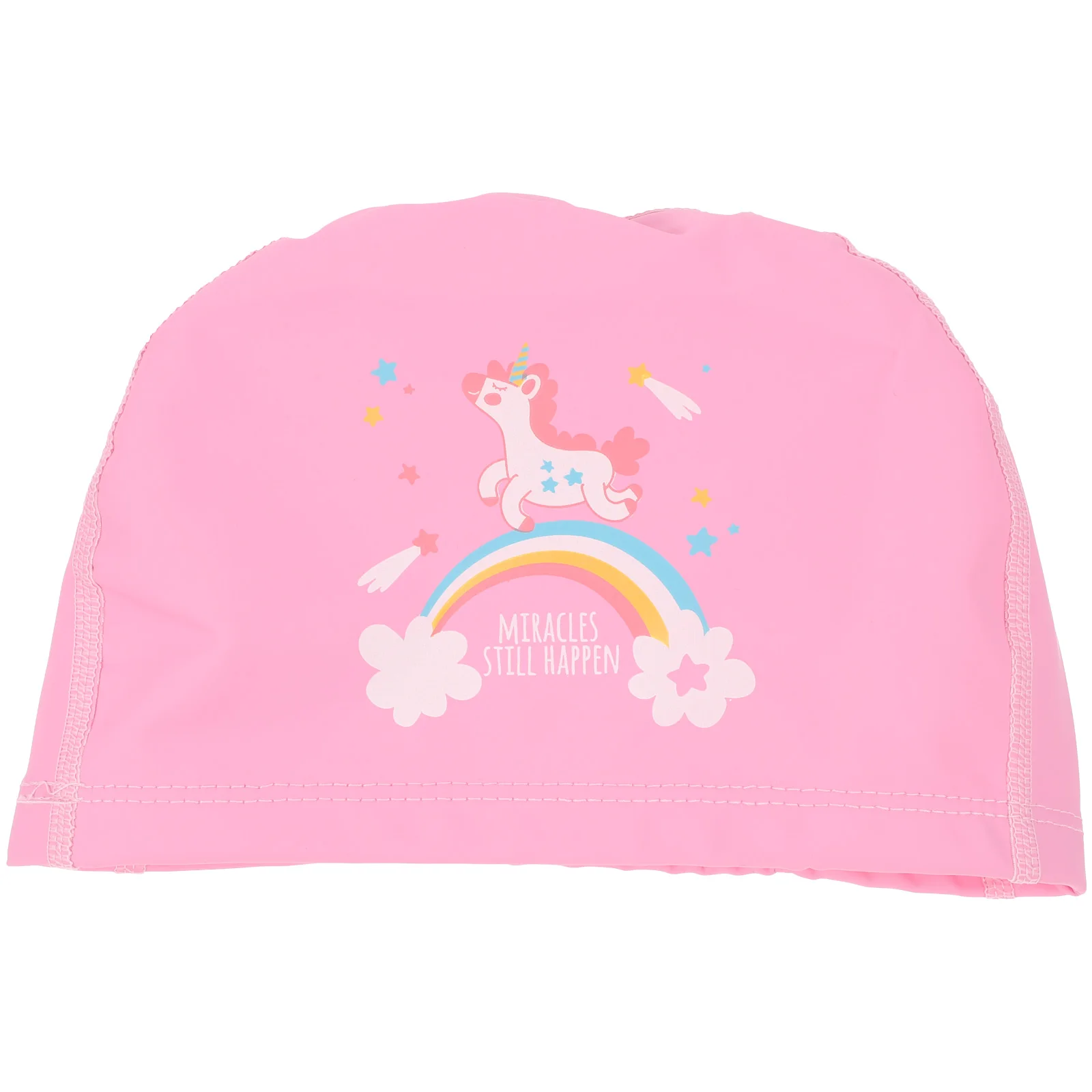 Unicorn Swim Kids Kids Swim Cap Long Hair Waterproof Ear Cover Bathing Hat for Girls with Elastic Design Pink Cartoon PU