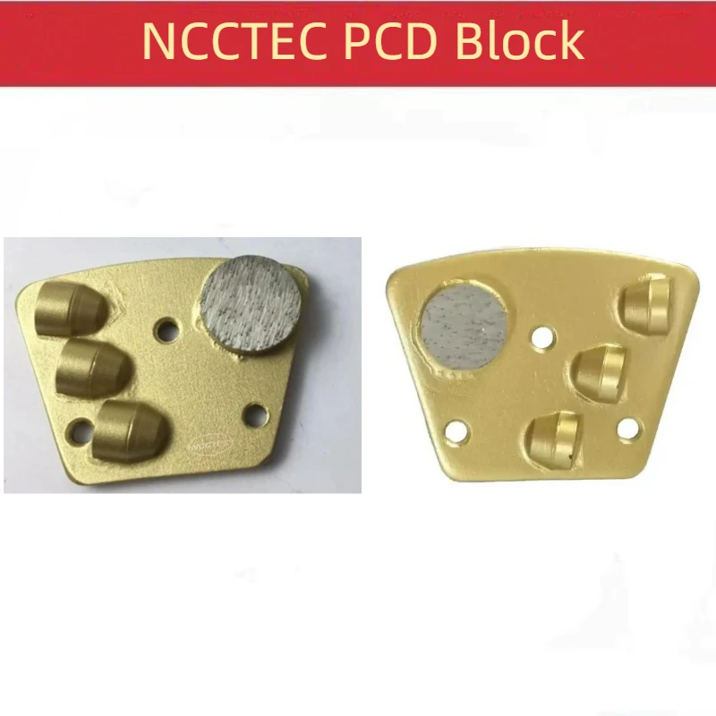 

[3 1/2 Half Round PCD and 1 Round Segment] Trapezoid 9pcs Diamond PCD Grinding Pad Tool Shoe Disc Block for Epoxy Removal