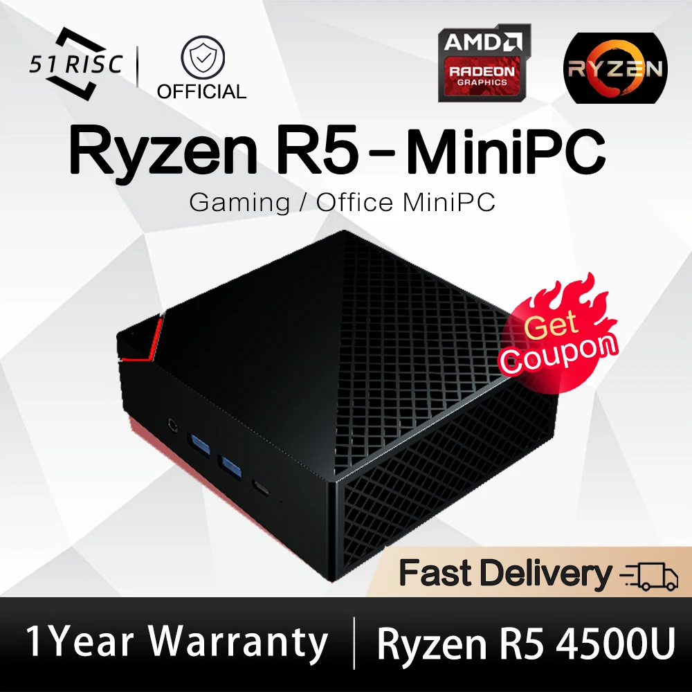 SHELI 51RISC AMD Ryzen R5 4500U Mini PC 8G 16G 32G RAM with Vega Graphics 4K UHD Nvme SSD Desktop Gaming Computer