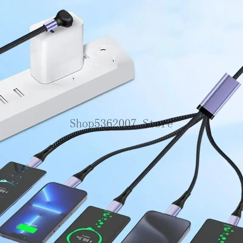Aggiornamenti 66W USB Multiple Device ricarica Cavo ricarica simultanea Nylon Incessing Cavo intrecciato per 5 dispositivi