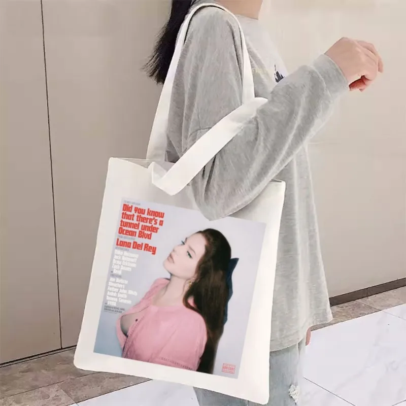 Lizzy-Canvas حقيبة حمل للنساء ، Lana Del Rey ، حقائب كتف ، تسوق جميل ، بقالة ، قابلة لإعادة الاستخدام ، مدرسة ، هدية للبنات