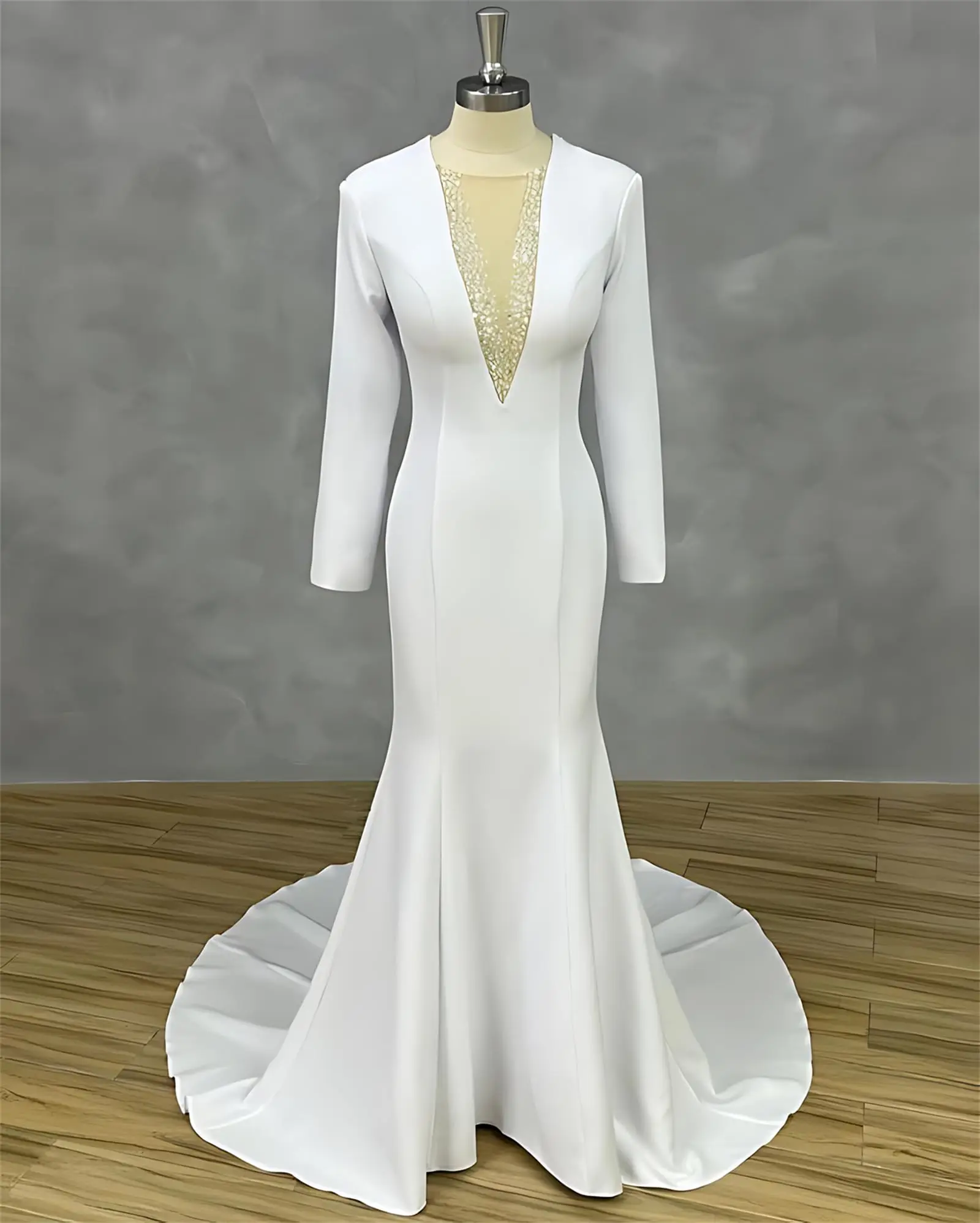 Сексуальные атласные длинные свадебные платья русалки с глубоким v-образным вырезом и открытой спиной длиной до пола для невесты