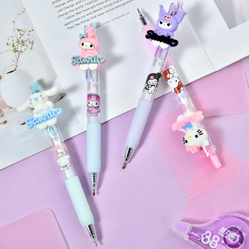 Imagem -06 - Nova Sanrio Paster Gel Caneta 36 Peças Kawaii Olá Kitty Melodia Kuromi Cinnamoroll 0.5 mm Caneta Preta Estudante Escritório Encaixotado Presentes Canetas