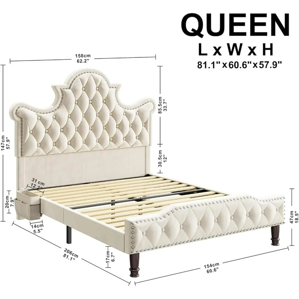 Queen Size LED Bed Frame,Queen with 58