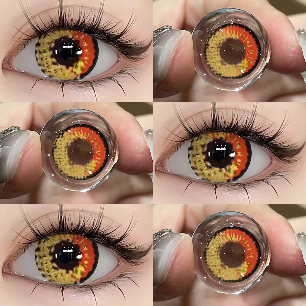 UYAAI 1 Paar Cosplay-Linsen in Pink für Augen, Anime-Linsen für Halloween, Nezuko Colorcon y2k Augenkontaktlinsen, kosmetische rote Linsen für Cosplay – Detail 18