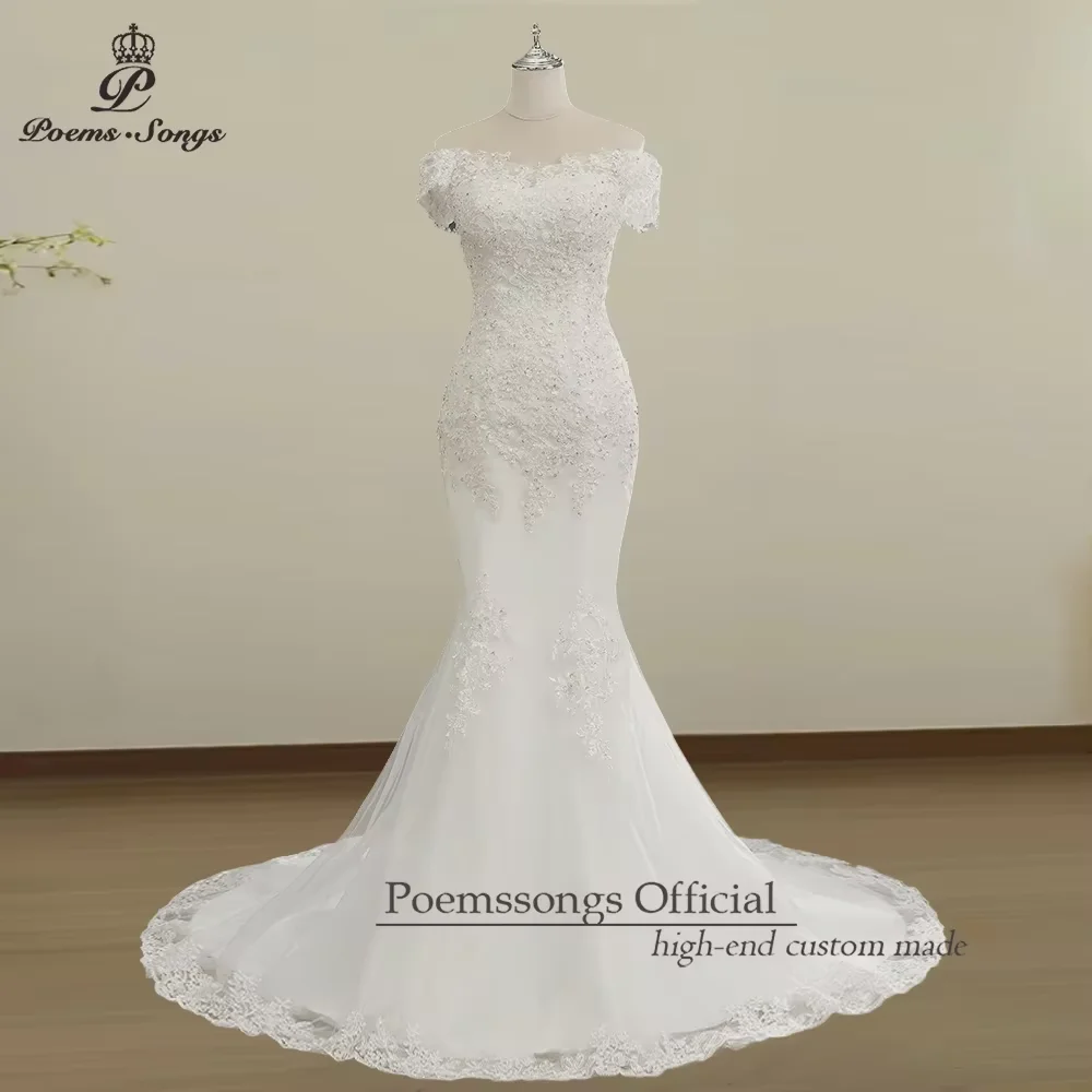 

Customized Off-Shoulder Lace Wedding Dress Vestidos de Novia Boda Elegant Mermaid Gown with Exquisite Detailing for Your Big Day
